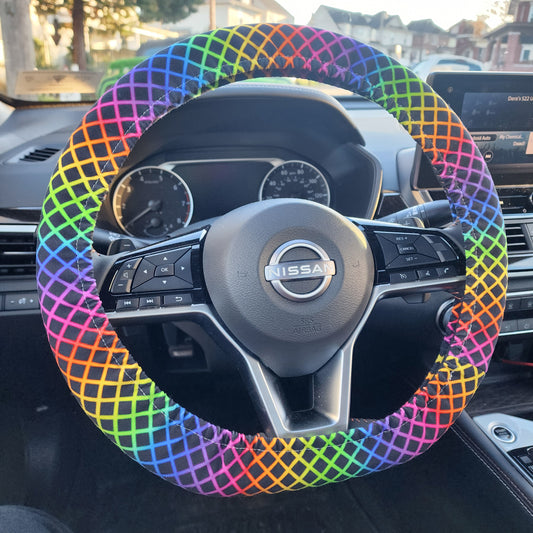 Steering Wheel Cover - Rainbow Grid