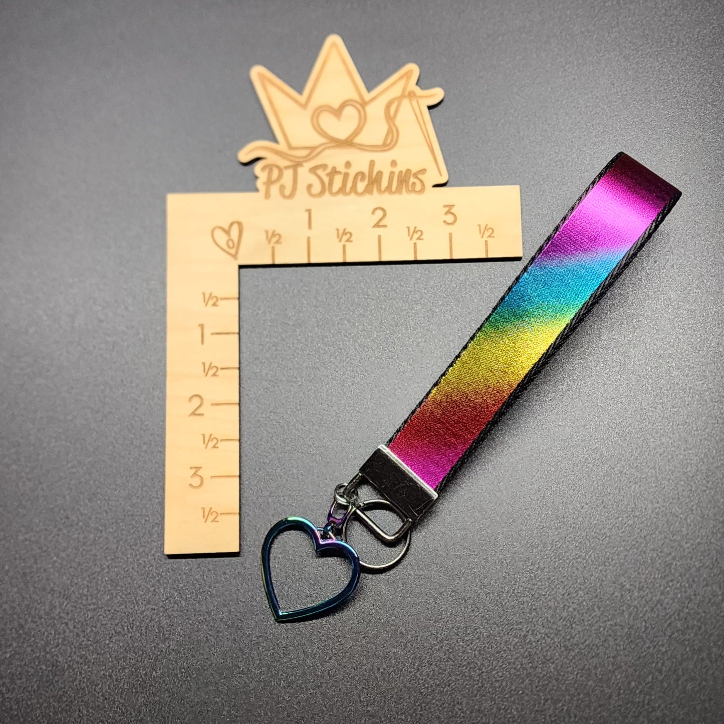 Charm Keychain - Rainbow Heart