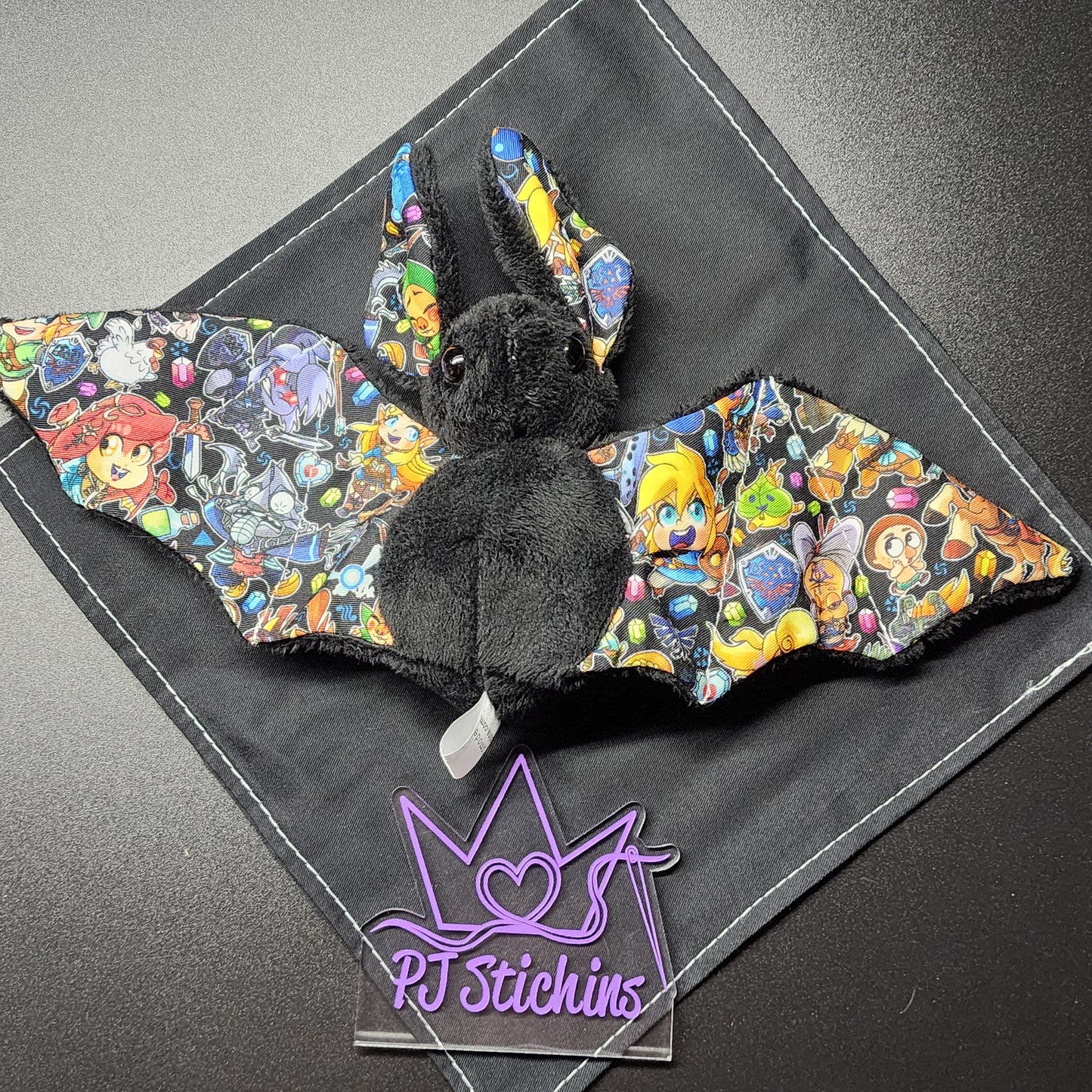 Bat Plush - Zelda Black with Blanket