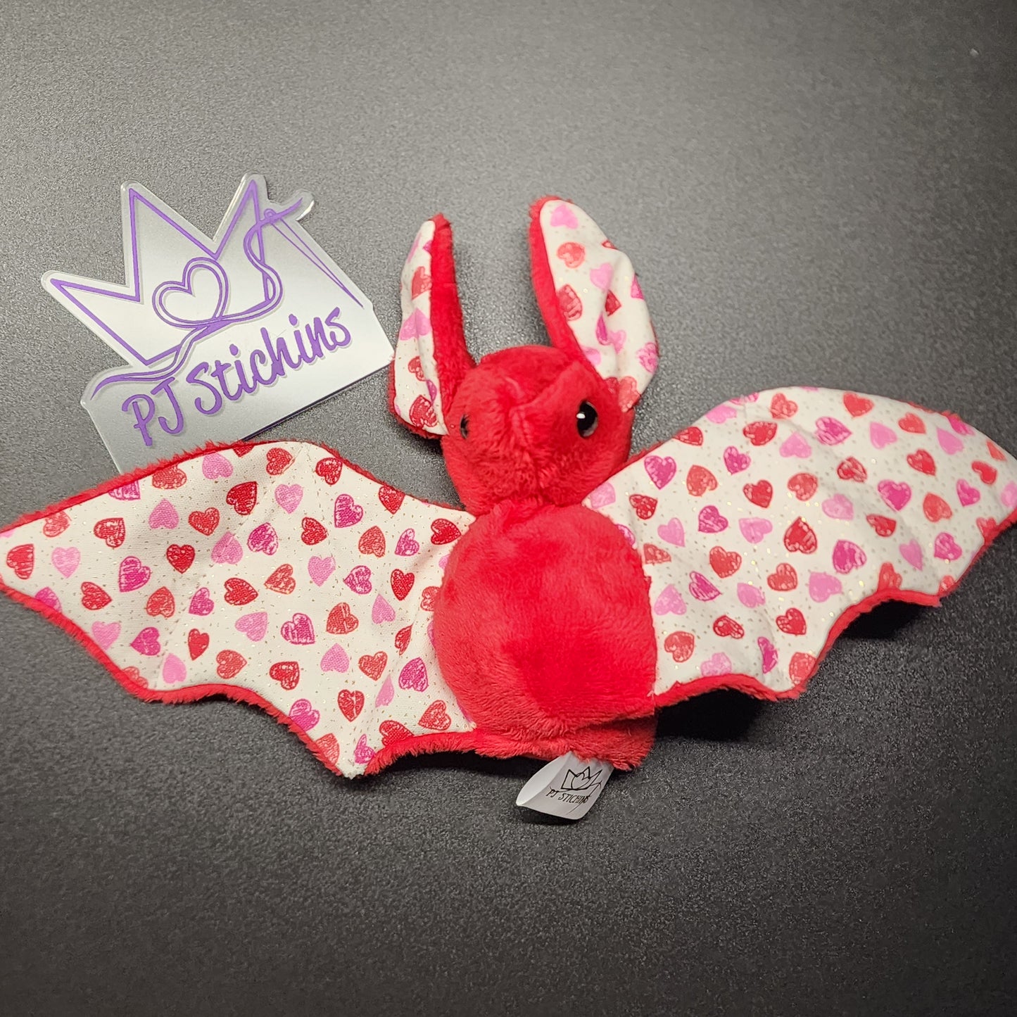 Bat Plush - Hearts Red