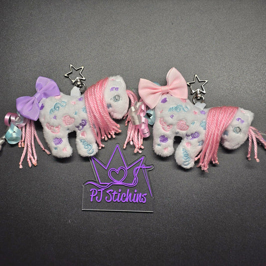 Made to Order - Plush Pony Keychain - Pastel Birthday Pony