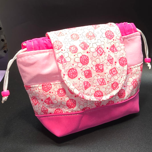 Pink Dice - Small Cinch Pouch w/ Magnet Closure