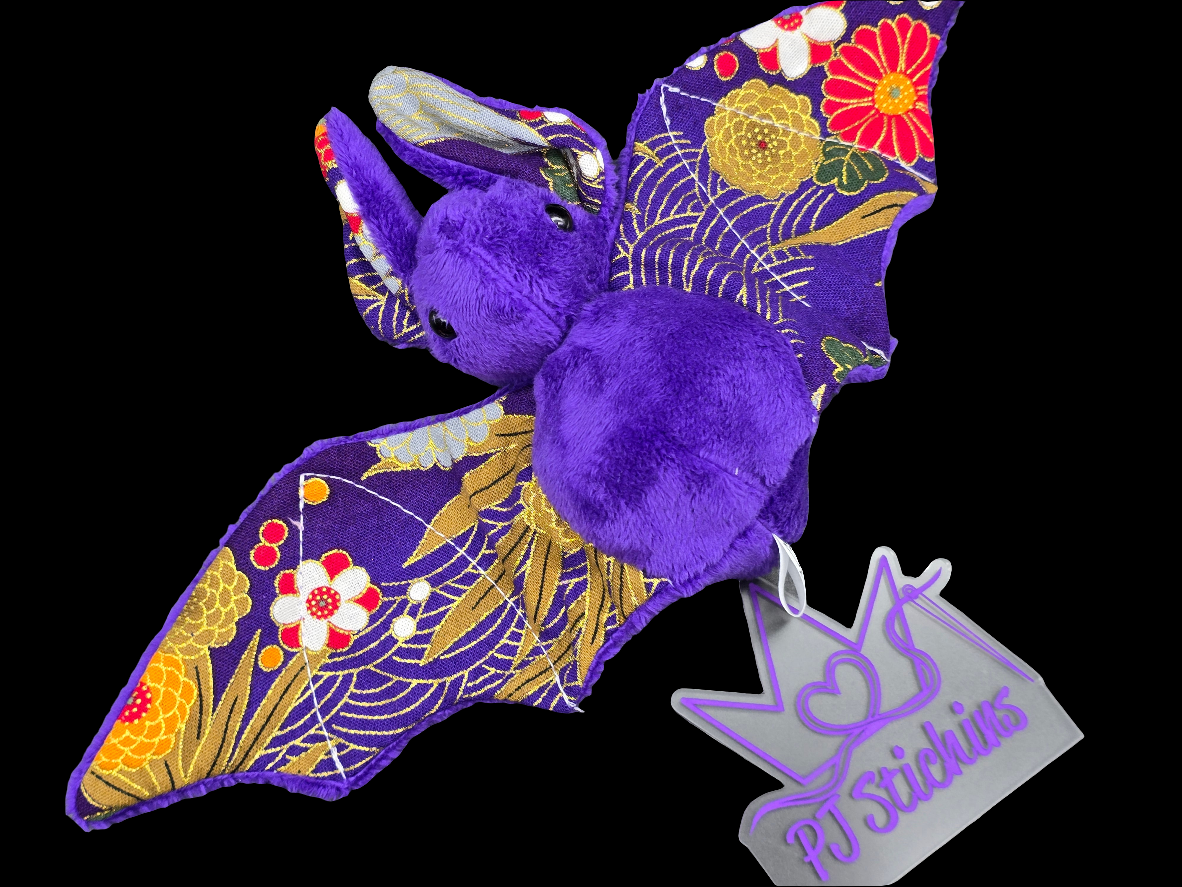 Bat Plush - Purple Flowers
